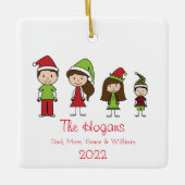 Achternaam en jaar persoonlijke kerstmis keramisch ornament (Voorkant)