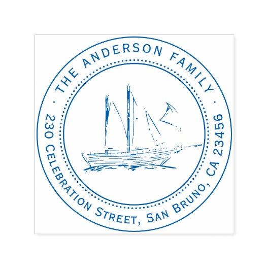 Achternaam en retouradres van de elegante zweefboo  zelfinktende stempel (Design)