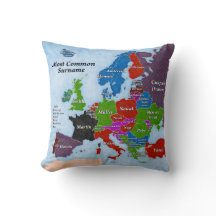 Achternaam Europe Map Pillow