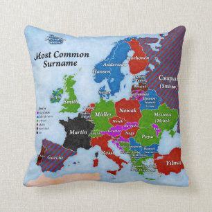 Achternaam Europe Map Pillow Kussen