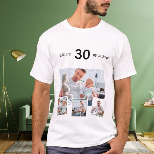 Achternaam geboortedatum foto collage t-shirt