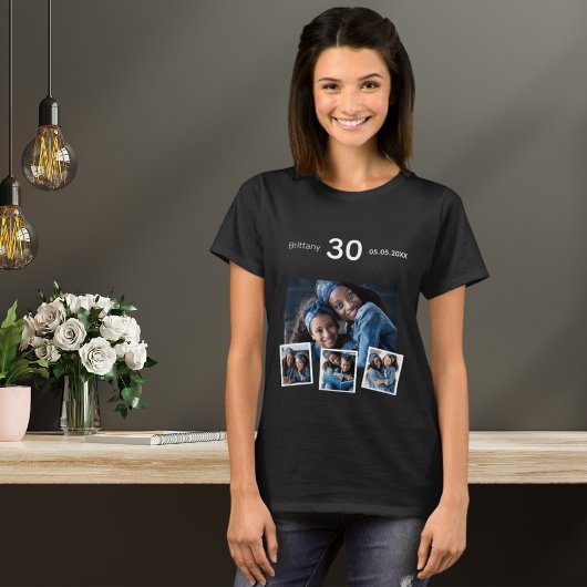 Achternaam geboortedatum foto collage t-shirt