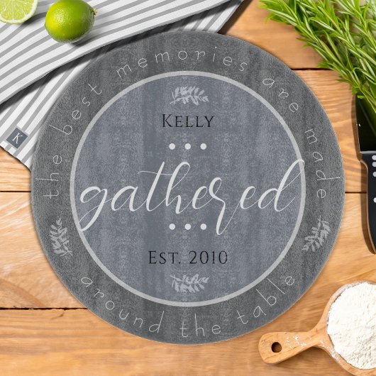 Achternaam Grijs Wit Gestreept Theedoek