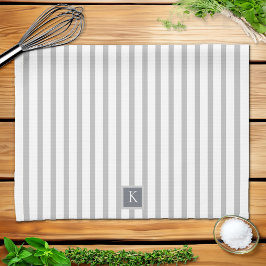 Achternaam Grijs Wit Gestreept Theedoek