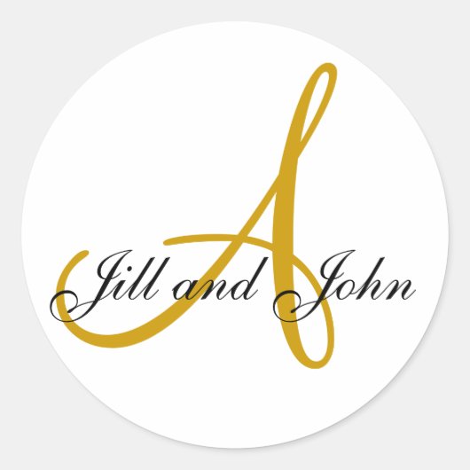 Achternaam Initiaal A plus Voornamen Gouden Sticke Ronde Sticker (Voorkant)