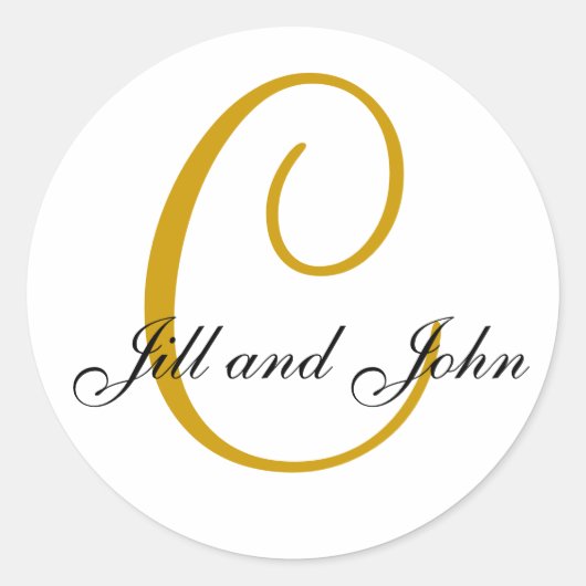 Achternaam Initiaal C plus Voornamen Gouden Sticke Ronde Sticker (Voorkant)