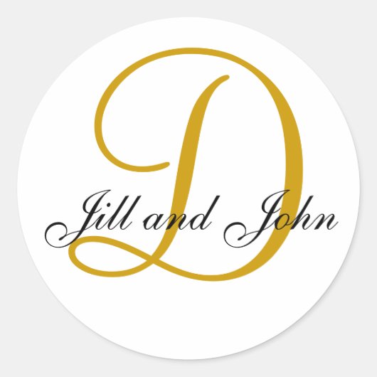 Achternaam Initiaal D plus Voornamen Gouden Sticke Ronde Sticker (Voorkant)