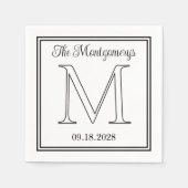 Achternaam Initiaal en trouwdatum Dubbele grens Servet (Voorkant)