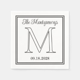 Achternaam Initiaal en trouwdatum Dubbele grens Servet