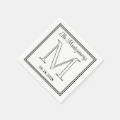 Achternaam Initiaal en trouwdatum Dubbele grens Servet (Hoek)