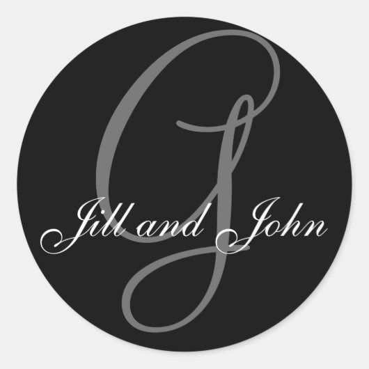Achternaam Initiaal G plus Voornamen Zwart Sticker (Voorkant)