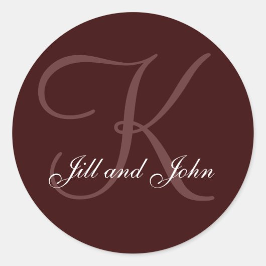 Achternaam Initiaal K plus Voornamen Chocolade Sea Ronde Sticker (Voorkant)