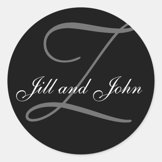 Achternaam Initiaal Z plus voornamen zwarte sticke Ronde Sticker (Voorkant)