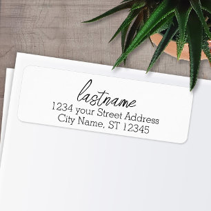 Achternaam - Isabella Script font - Return Address Etiket