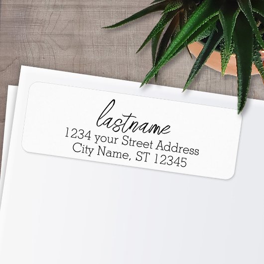 Achternaam - Isabella Script font - Return Address Etiket
