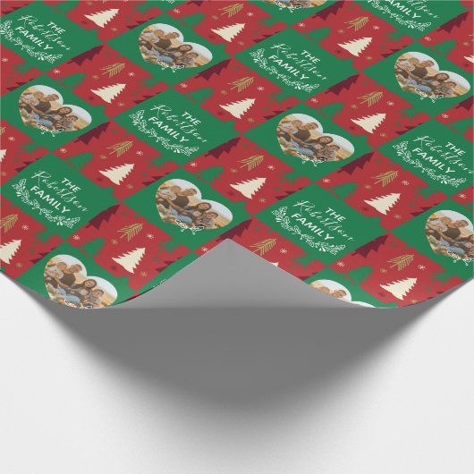 Achternaam Kerstfotopapier voor kerstmis Cadeaupapier (Hoek)