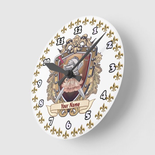 Achternaam Knight Shield Ronde Klok (Hoek)