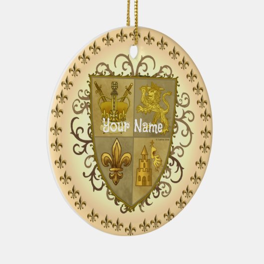 Achternaam Lion Family Crest Keramisch Ornament (Rechts)