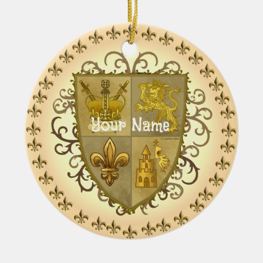 Achternaam Lion Family Crest Keramisch Ornament (Voorkant)