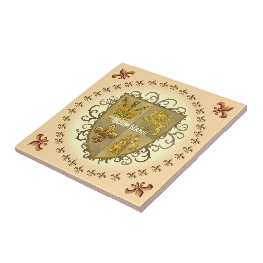 Achternaam Lion Family Crest Tegeltje (Zijkant)