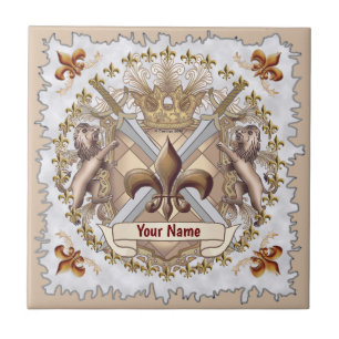 Achternaam Lion Griffin Shield Tegeltje