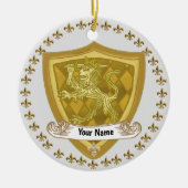 Achternaam Lion Shield Family Crest Keramisch Ornament (Voorkant)