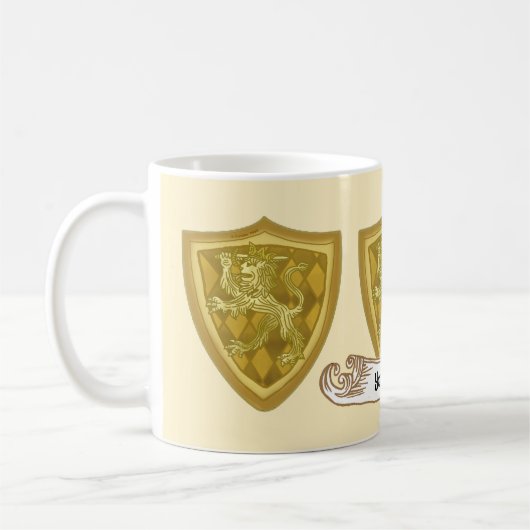 Achternaam Lion Shield Family Crest Koffiemok (Links)