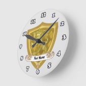 Achternaam Lion Shield Family Crest Ronde Klok (Hoek)