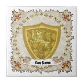 Achternaam Lion Shield Family Crest Tegeltje (Voorkant)