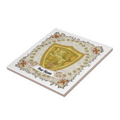 Achternaam Lion Shield Family Crest Tegeltje (Zijkant)