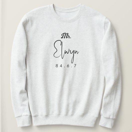 Achternaam met datum en handtekening sweatshirt (Design voorkant)