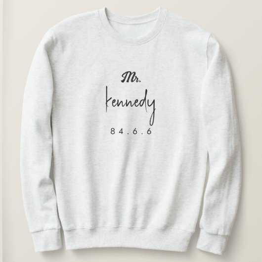 Achternaam met datum en handtekening sweatshirt (Design voorkant)