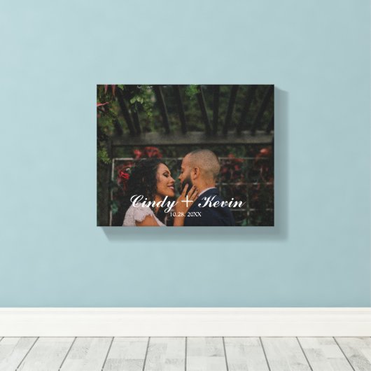 Achternaam of huwelijksdatum van de aangepaste fam canvas afdruk (Insitu (Houten vloer))