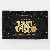 Achternaam Retro Gold 70s Bachelorette Spandoek (Horizontaal)