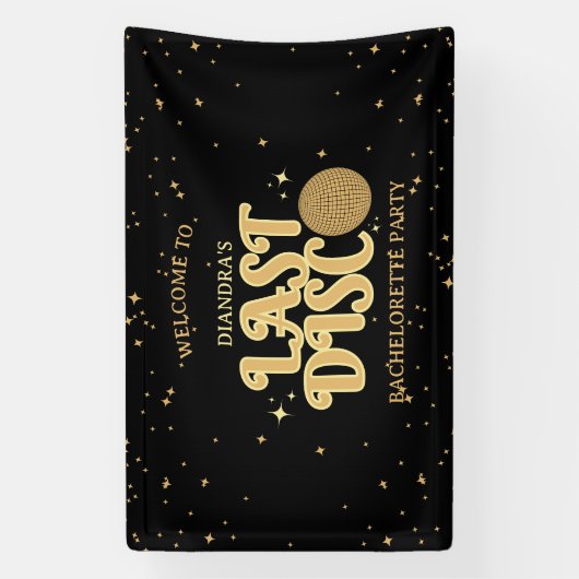 Achternaam Retro Gold 70s Bachelorette Spandoek (Verticaal)