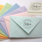 Achternaam rond retouradres rubberstempel