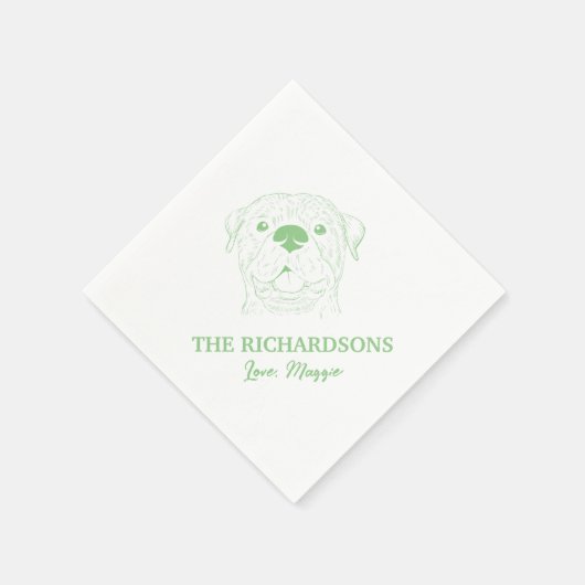 Achternaam Rottweiler bruiloft servetten (Hoek)