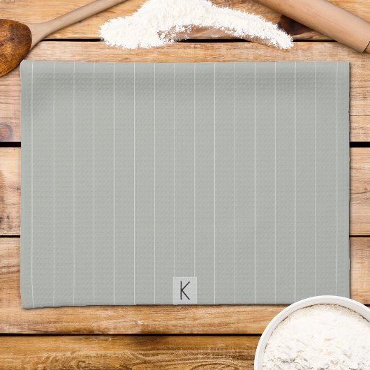 Achternaam Sage Groen Wit Gestreept Theedoek