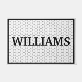 Achternaam Tegel Doormat (zwart en wit) Deurmat