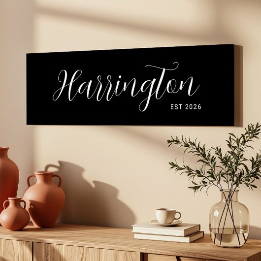 Achternaam Teken Est Datum Lange Canvas Familie Gi