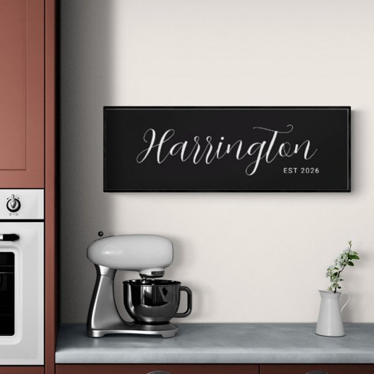 Achternaam Teken Est Datum Lange Canvas Familie Gi Afdruk