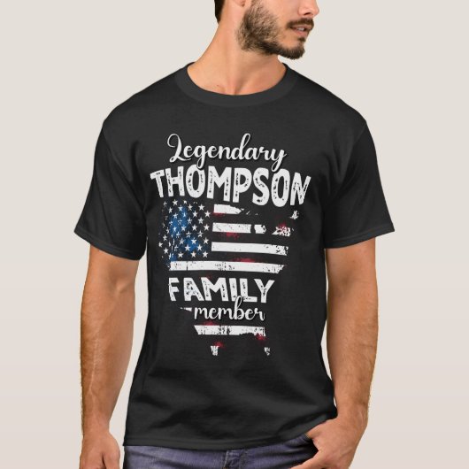 Achternaam Thompson US Vlag Thompson Achternaam Th T-shirt (Voorkant)