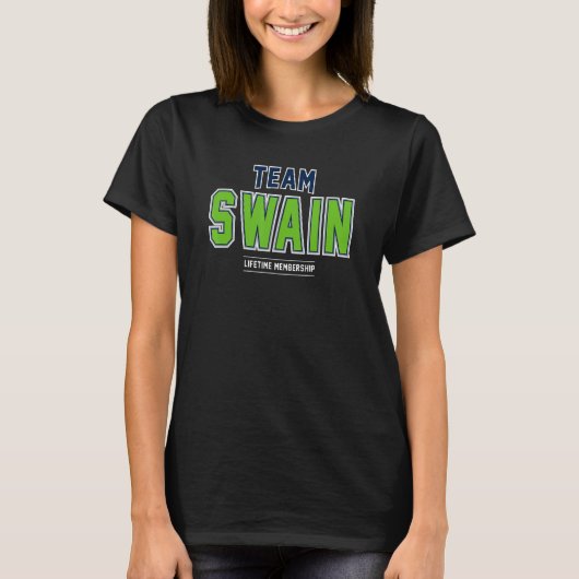 Achternaam van de Familienaam van het team Swain P T-shirt (Voorkant)