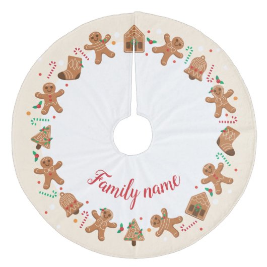 Achternaam van de kerstman Gingerbrood Fleece Kerstboom Rok (Voorkant)