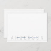 Achternaam van de minimale grijze en Navy Blue Bor Notitiekaartje (Voorkant / Achterkant)