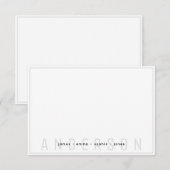 Achternaam van de minimale zwarte en grijze rand notitiekaartje (Voorkant / Achterkant)