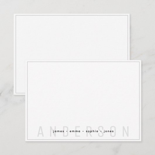 Achternaam van de minimale zwarte en grijze rand notitiekaartje (Voorkant / Achterkant)