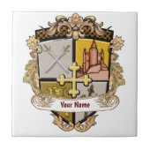 Achternaam Vista Cross Shield Tegeltje (Voorkant)