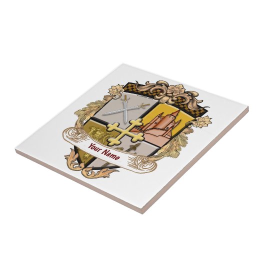 Achternaam Vista Cross Shield Tegeltje (Zijkant)