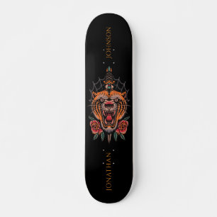 Achternaam Wild Tiger Japans Roos Illustratie Persoonlijk Skateboard